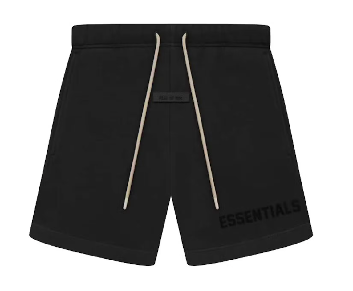 SS23 CREAM DRAWSTRING SWEATSHORT JET BLACK