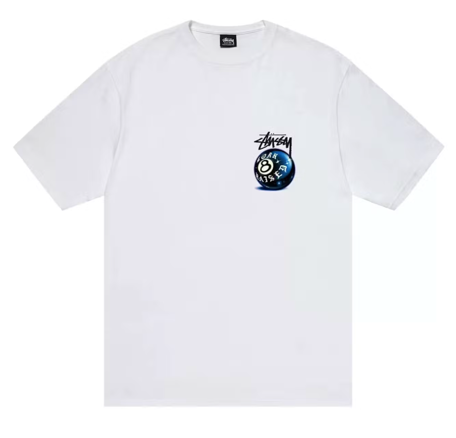 BORN X RAISED 8 BALL TEE WHITE