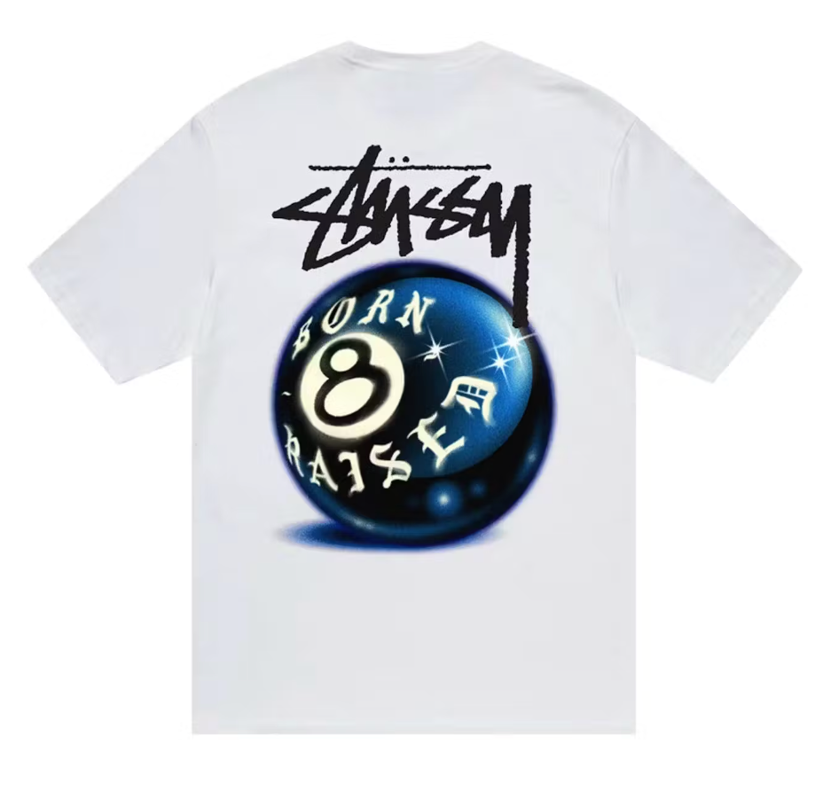 BORN X RAISED 8 BALL TEE WHITE